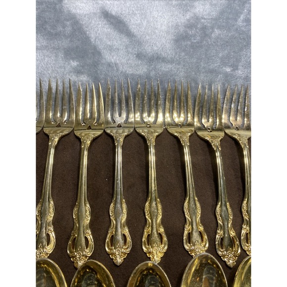 Vintage RETRONEU STEPHANIE Gold Accent Stainless Japan Flatware 48 Piece RARE - Picture 11 of 16